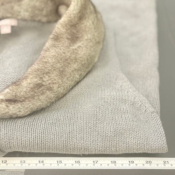 J. Jill Women’s Gray Knit Sweater Vest Faux Fur Collar Angora Blend L Casual - Picture 5 of 9